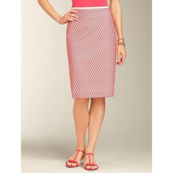 Talbots Dresses & Skirts - Talbots Skirt Pink White Eyelet Pencil Straight Cotton High Waist
